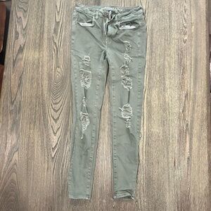 American Eagle Outfitters Olive Distressed Jeggings